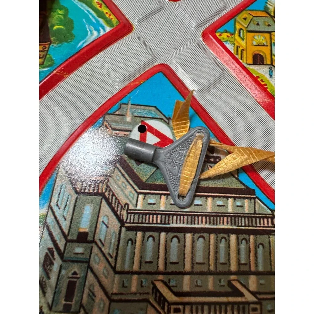Vintage Hungarian Tin Wind-Up Traffic Game Polimetal Közlekedési Játék -RARE